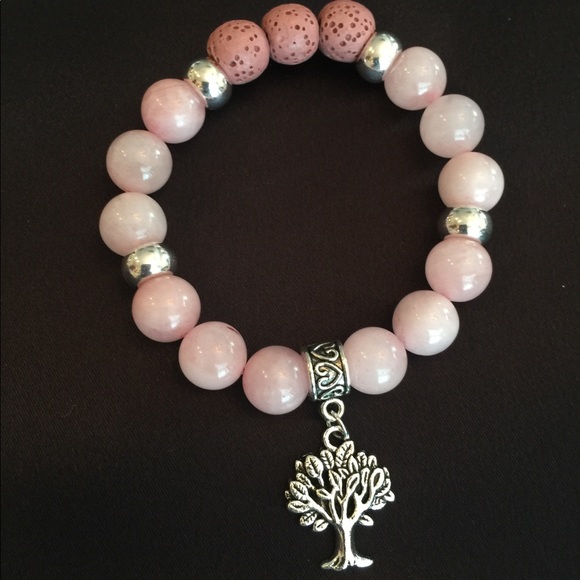 💗 Rose Quartz Tree of Life Yoga Diffuser Bracelet - Picture 5 of 8