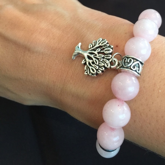 💗 Rose Quartz Tree of Life Yoga Diffuser Bracelet - Picture 6 of 8