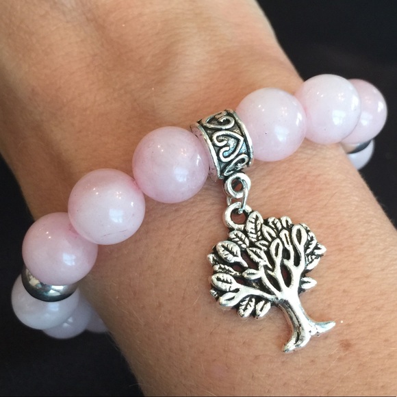 💗 Rose Quartz Tree of Life Yoga Diffuser Bracelet - Picture 8 of 8