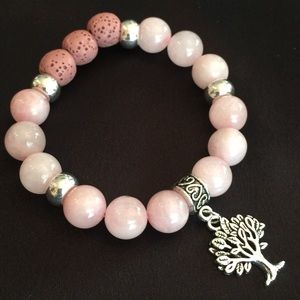 💗 Rose Quartz Tree of Life Yoga Diffuser Bracelet