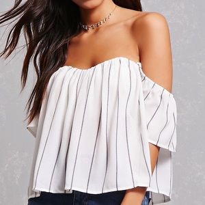 Francesca's Striped Off-the-Shoulder Top