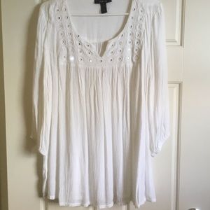 white rayon peasant blouse