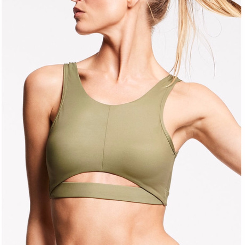 NEW Victoria Sport olive green cutout shine bra