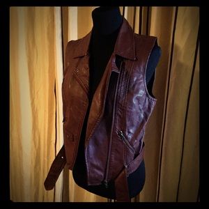 BB Dakota Auburn Faux Leather Moto Vest