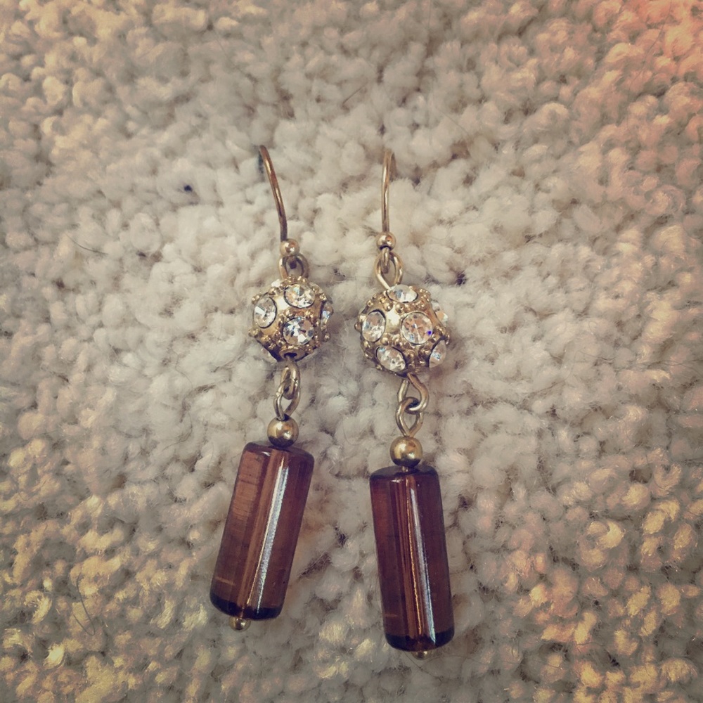 Amber Gold and pave diamond drop earrings