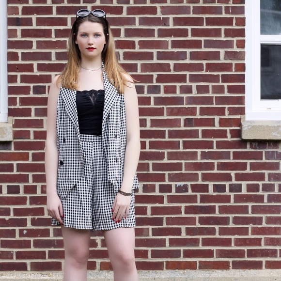 Vintage Pants - 💜 Vintage Houndstooth Two Piece Set