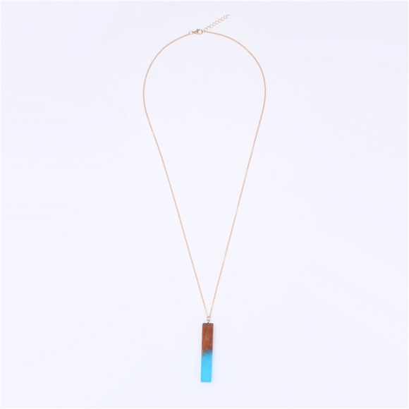 NEW Handmade Wood Resin Pendant Necklace - Picture 3 of 3