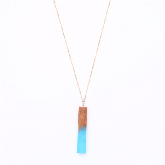 NEW Handmade Wood Resin Pendant Necklace - Picture 2 of 3