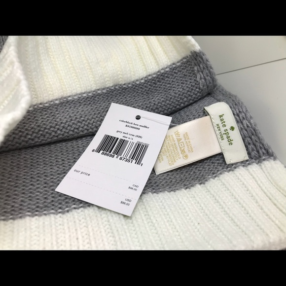 ♠️ NEW $88 KATE SPADE GREY BOW KNIT SCARF - Picture 2 of 4