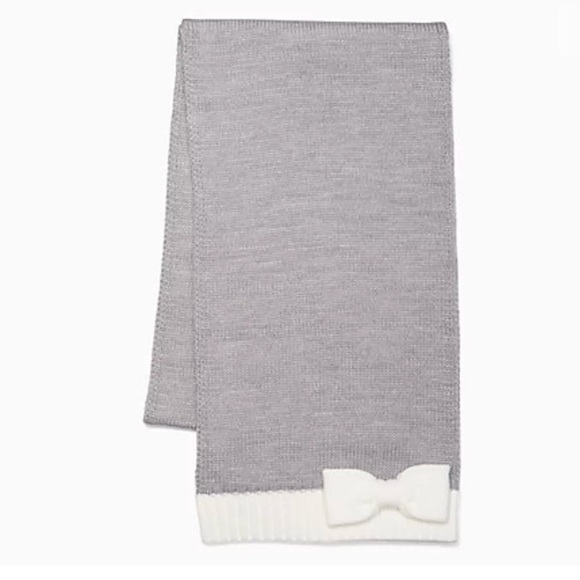 ♠️ NEW $88 KATE SPADE GREY BOW KNIT SCARF - Picture 3 of 4