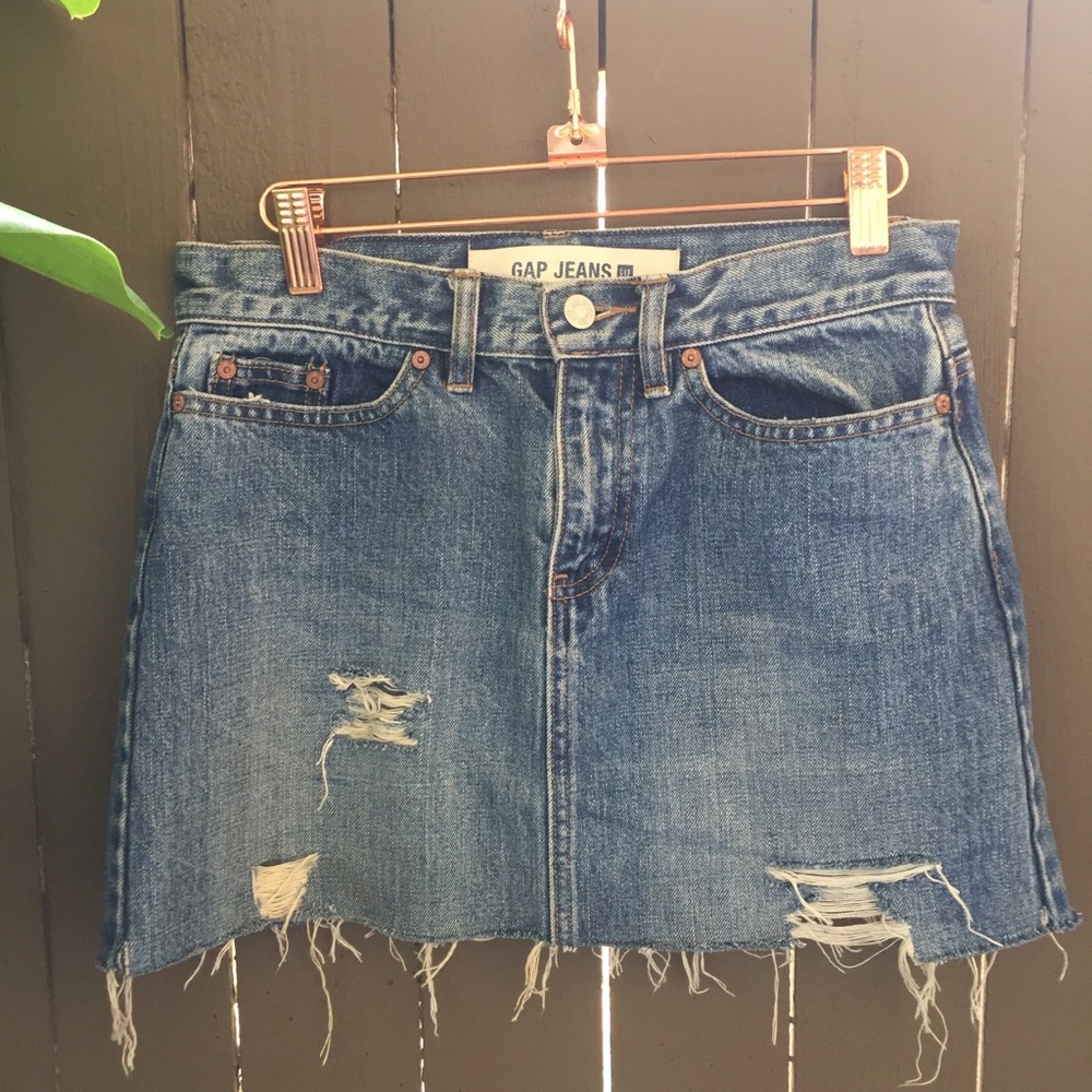 Distressed Denim Gap Skirt