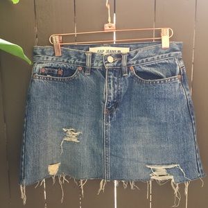Distressed Denim Gap Skirt