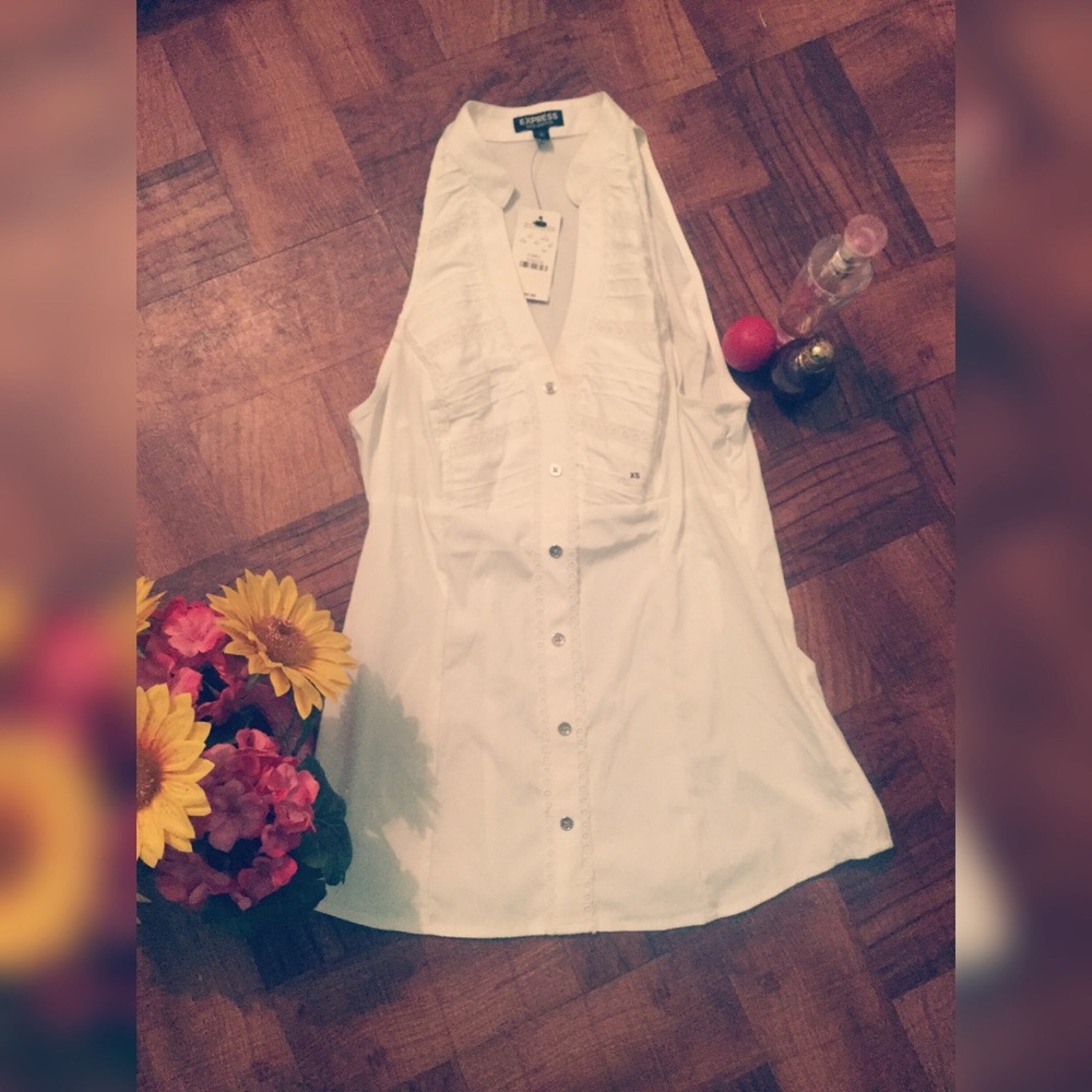 Express Sleeveless White Top