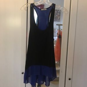 Black and clue chiffon tank top