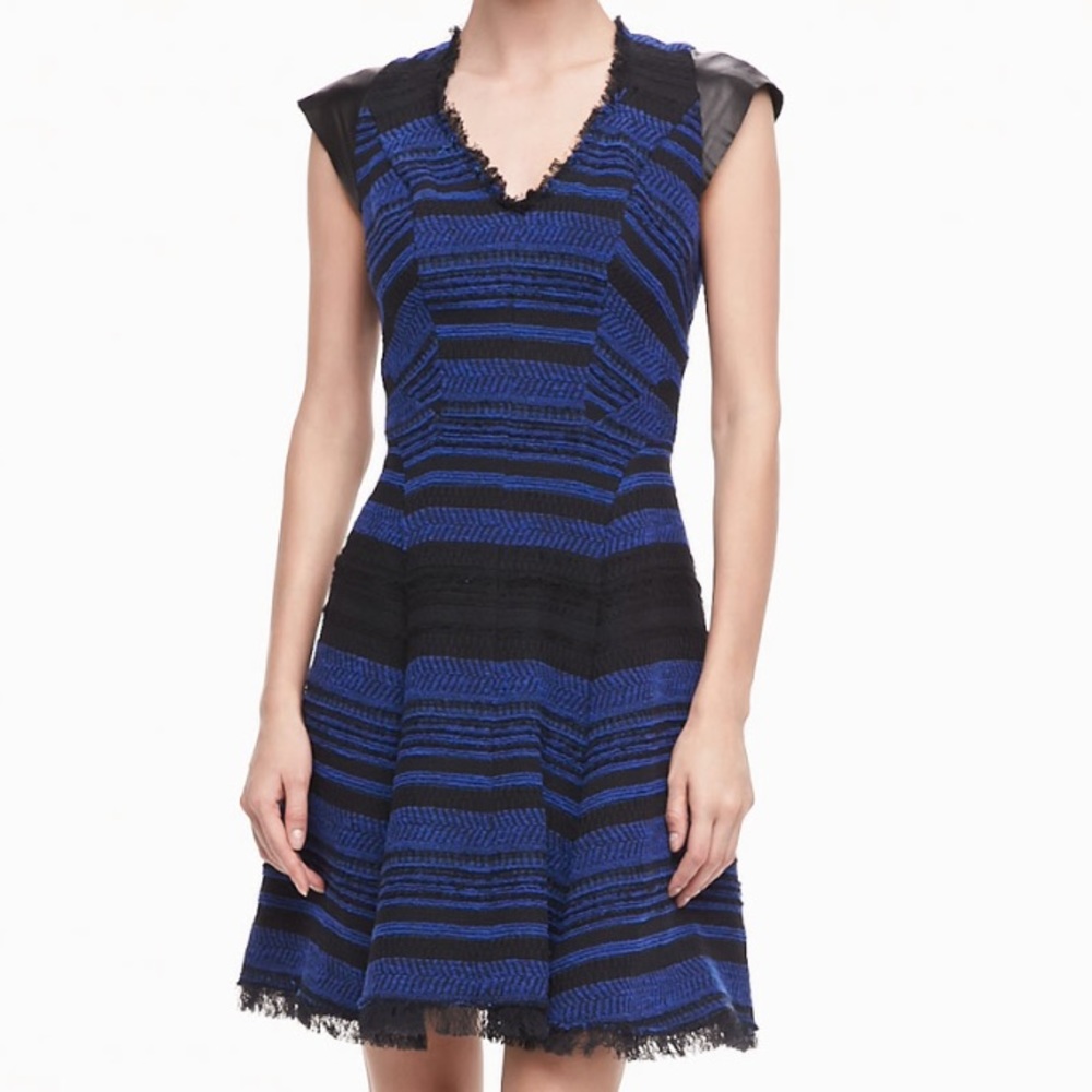Rebecca Taylor leather shoulder tweed dress