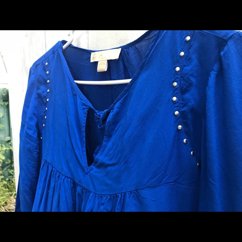 Michael Kors Royal Blue Peasant Blouse