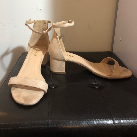 *SOLD* Nude Suede Block Heel Sandal - Picture 2 of 4