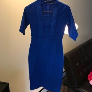 Blue sheath pencil dress for work