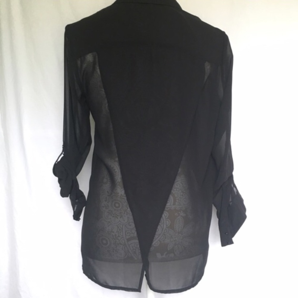 Kenneth Cole // Sheer Crossover Back Button Up - Picture 2 of 3