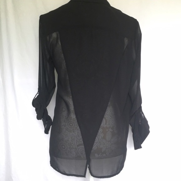 Kenneth Cole // Sheer Crossover Back Button Up - Picture 2 of 3