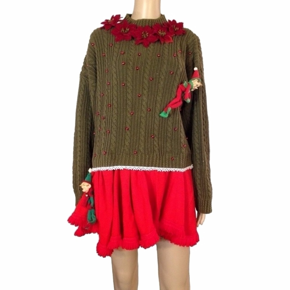 Handmade ugly Christmas sweater/faux skirt