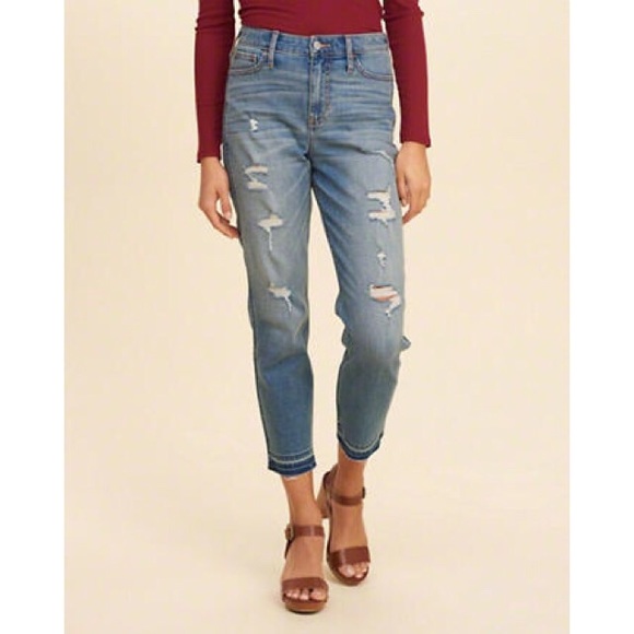 Slim Boyfriend Distressed Jeans with Raw Hem - Picture 7 of 7