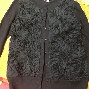 New York & company rosettes small sweater cardigan