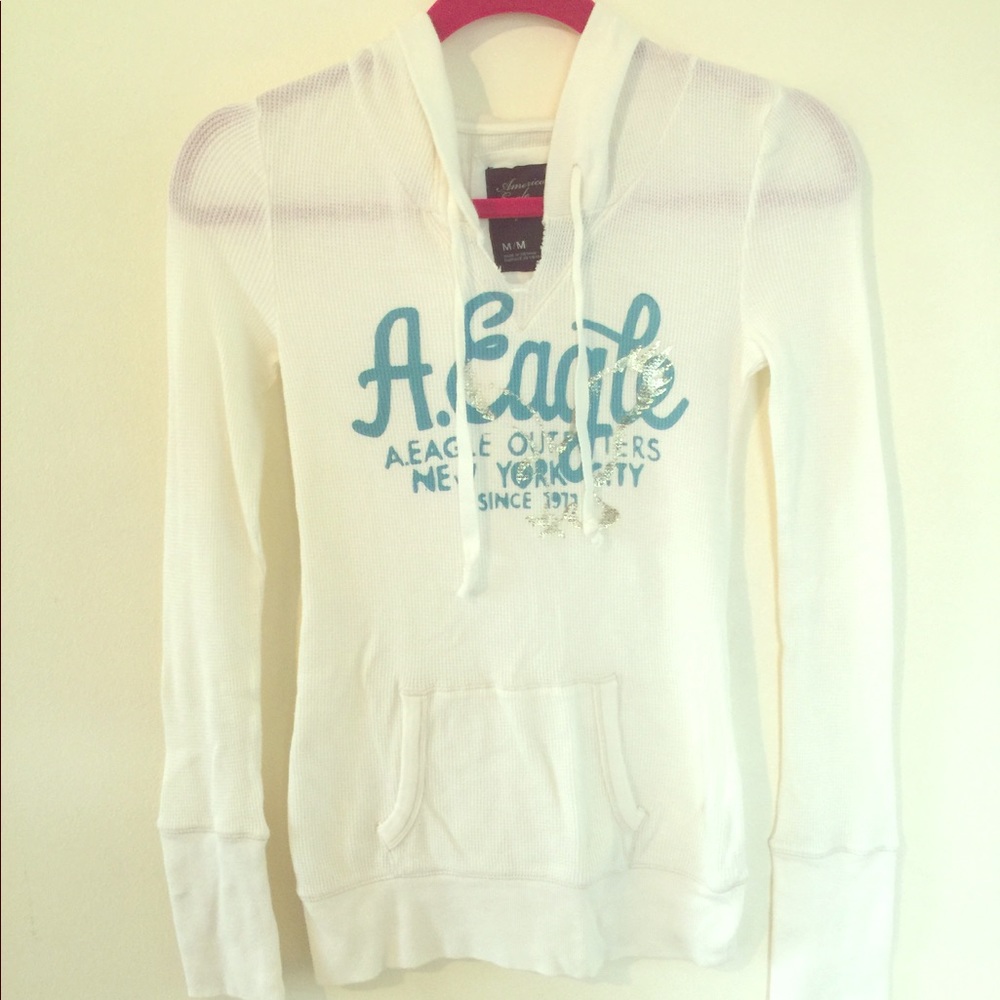American Eagle Long Sleeve Hooded Shirt