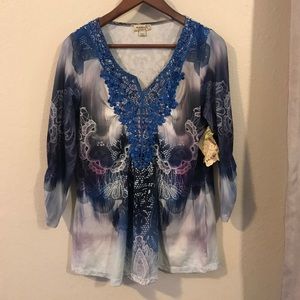 Oneworld blue and purple top