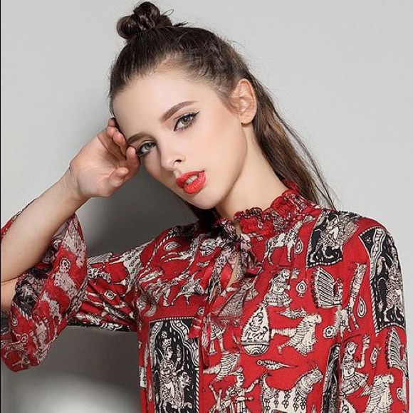 Flowey chiffon dress medium - Picture 4 of 8