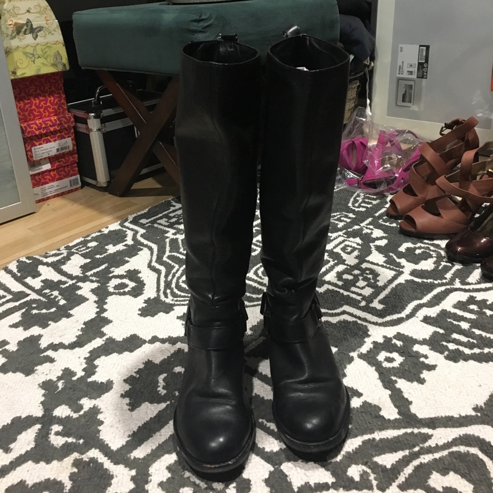 Black leather boots