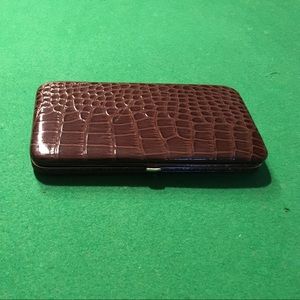 Slim faux crocodile wallet