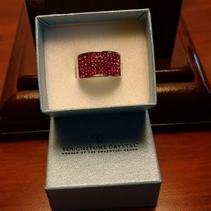 Touchstone Fuschia Stone Ring, Silvertone