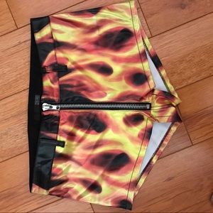 Flamin fire zip up hot shorts