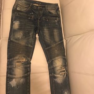 Mens Embellish Biker Denim