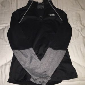 Black and gray long sleeve North Face quarter zip
