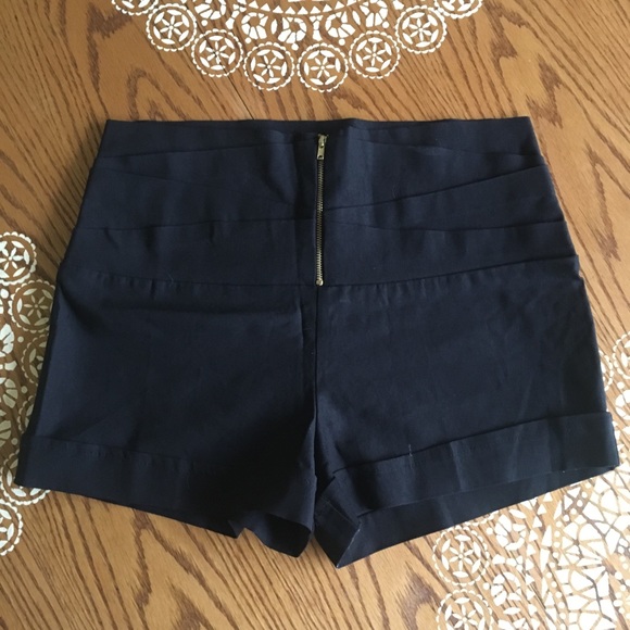 Charlotte Russe Pants - Zip Front Black Stretch Shorts Charlotte Russe