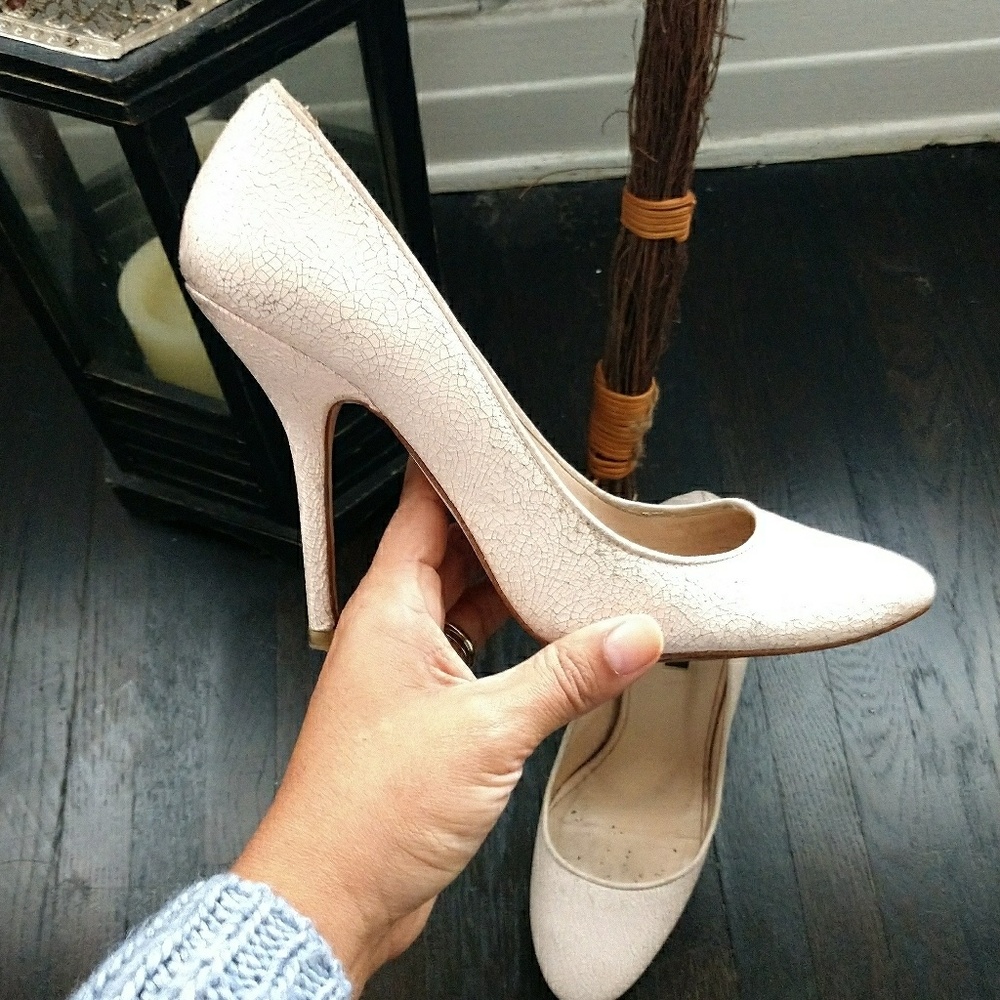 Zara distressed pale pink pumps