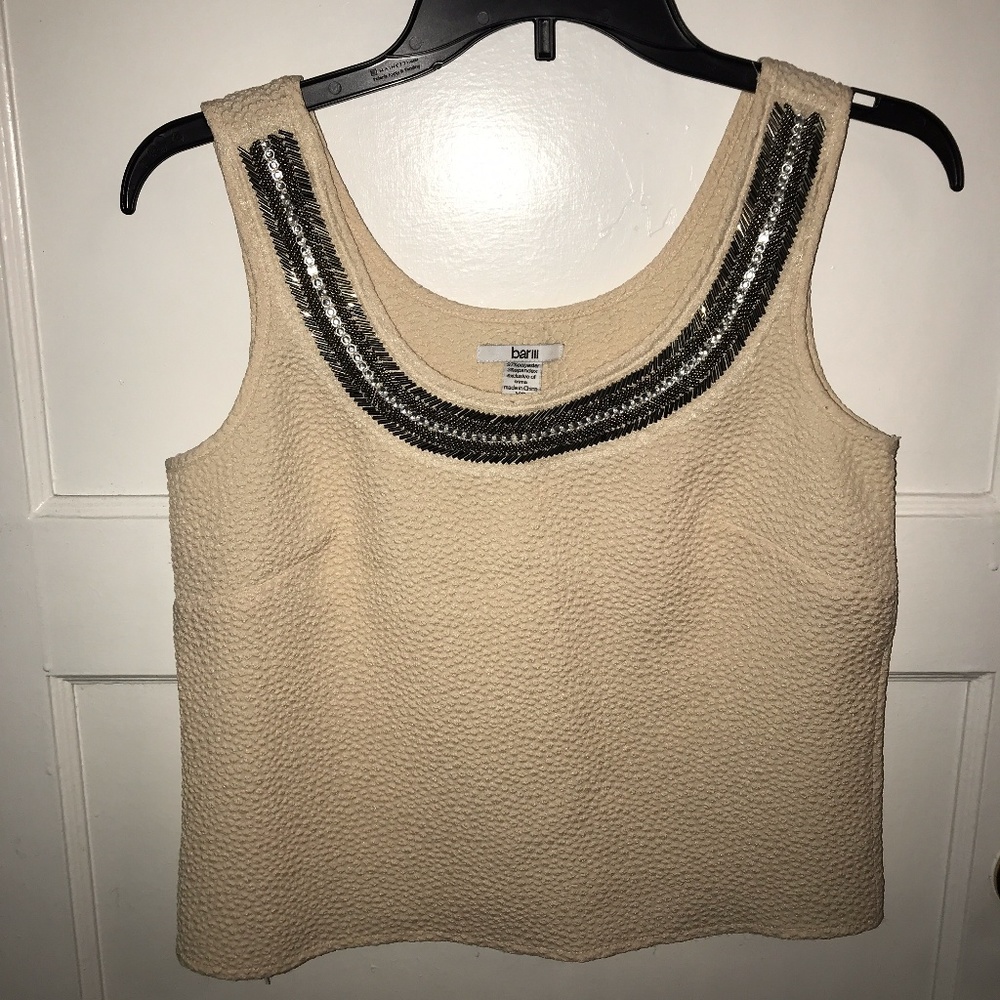 Bar III Beaded Collar Crop Top