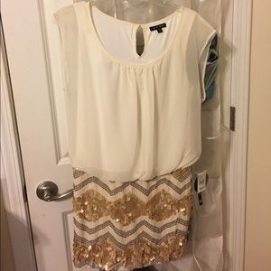 Cream and sequin detailed dress, tags attached.