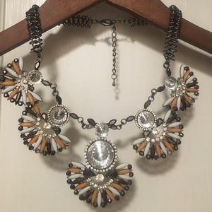 Statement necklace - caramel, white, gunmetal