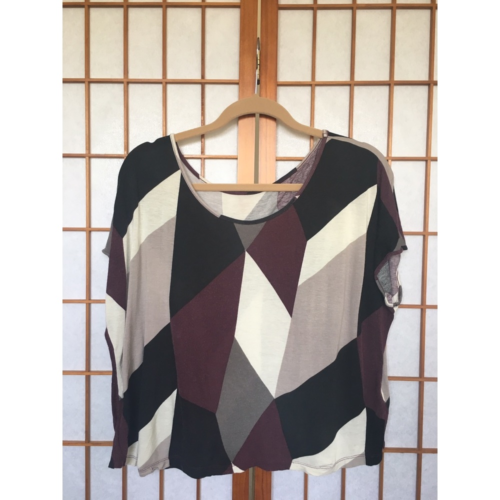 Purple Multi-Color Color Block Geometric Tee