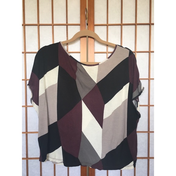 Purple Multi-Color Color Block Geometric Tee - Picture 2 of 2