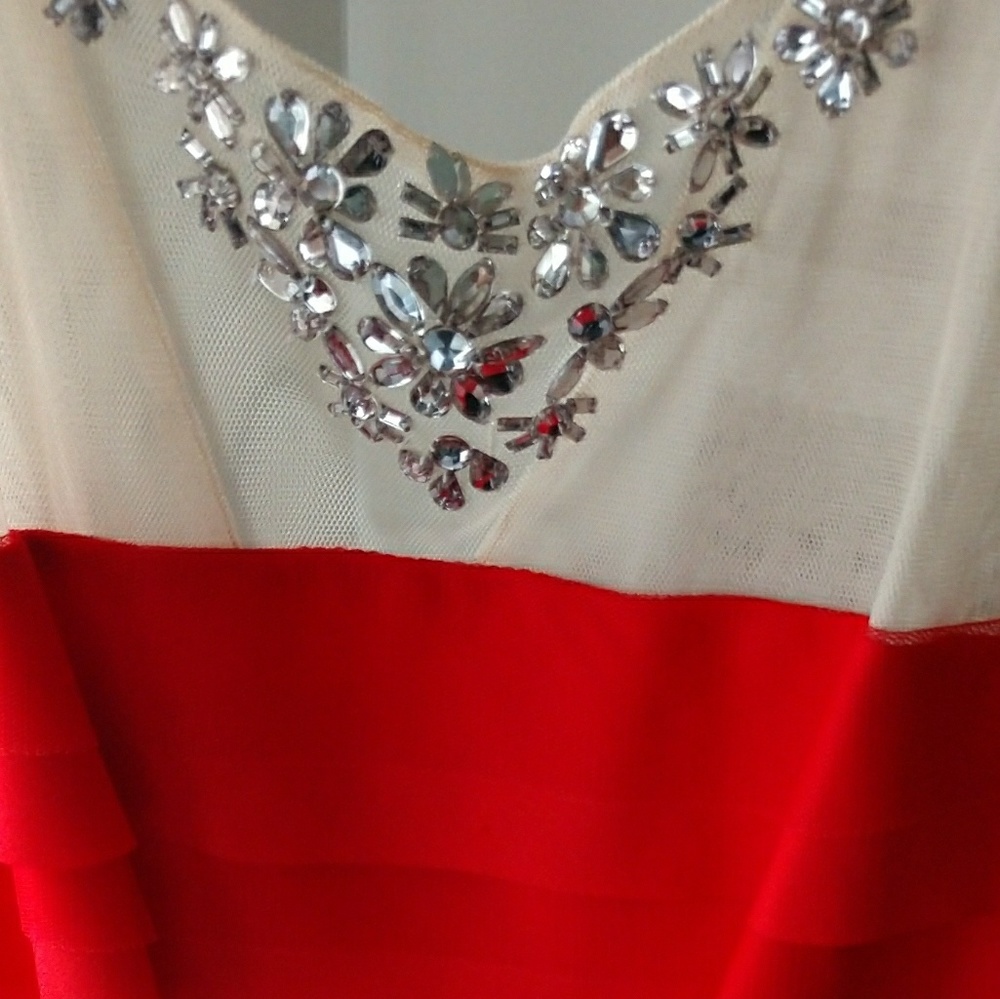 Beautiful mesh over lay dress with jeweled detail