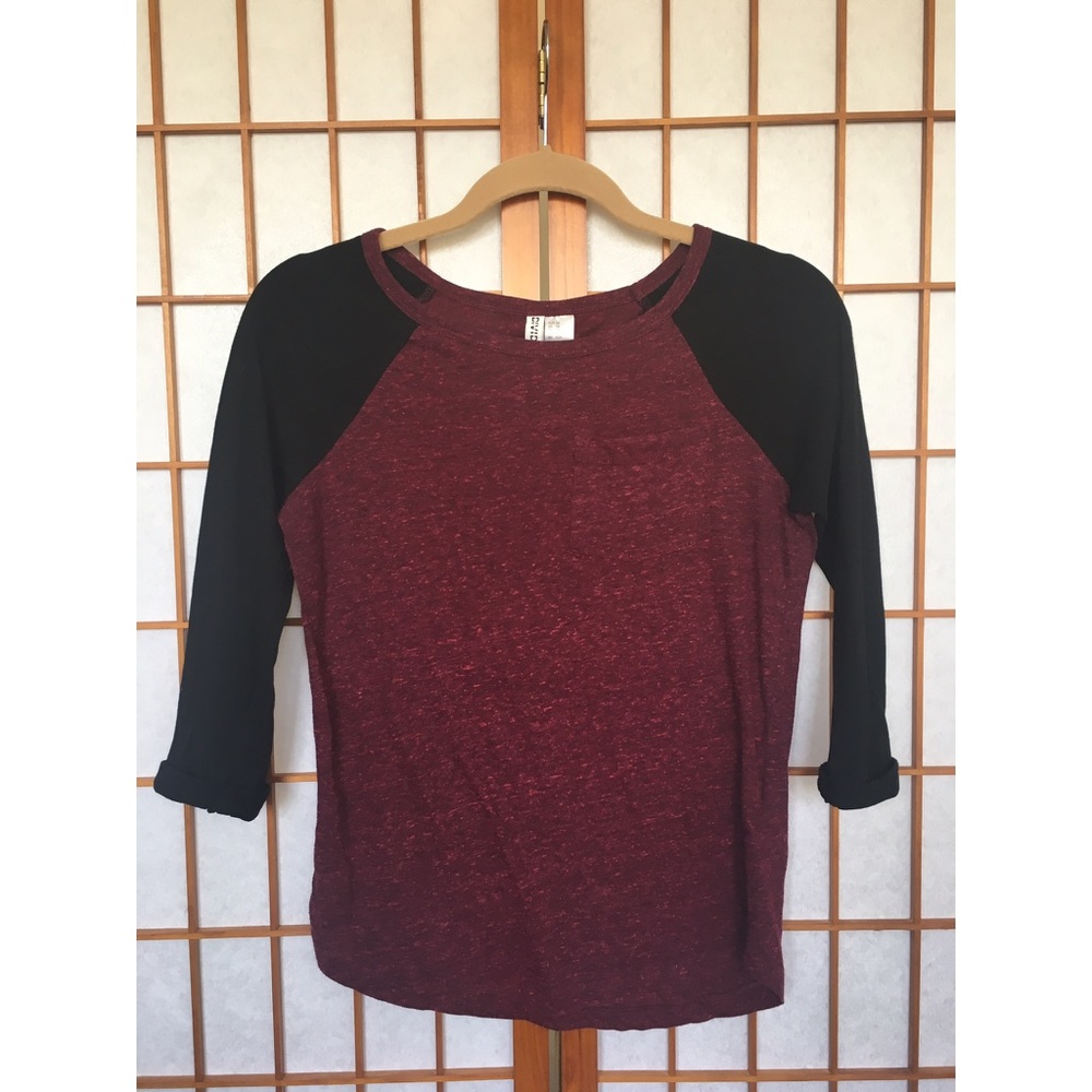 Maroon Heather Raglan Baseball Tee