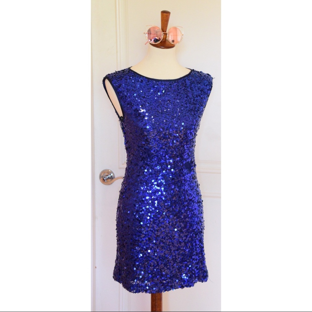 Blue sequin dress