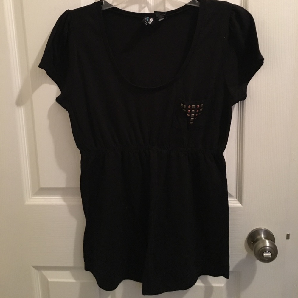 Black Swoop Neck Shirt EUC