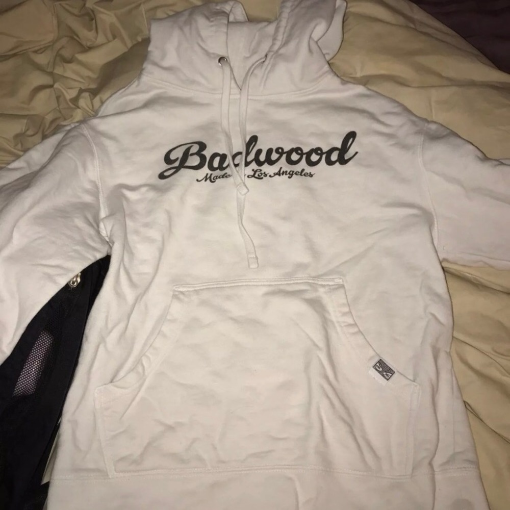 White small badwood hoodie