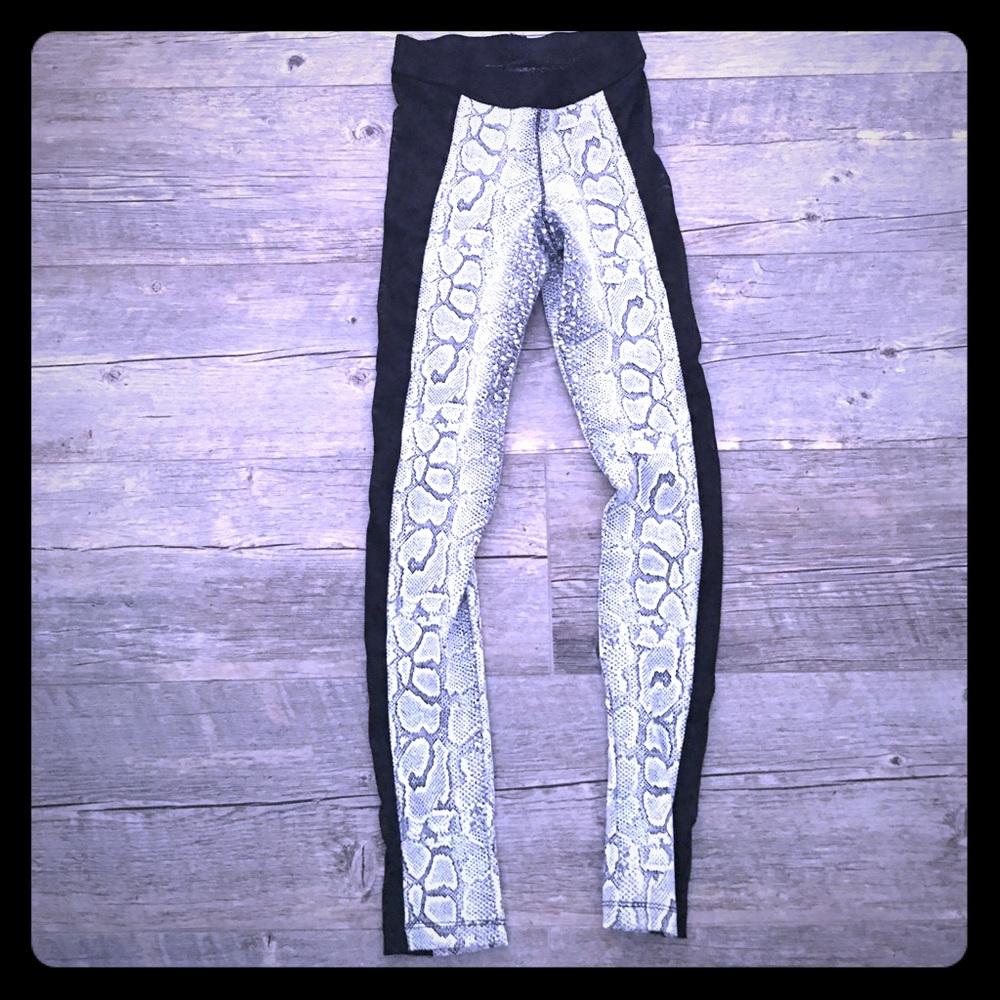 Blue Life Fit Python Print Workout Leggings w Mesh