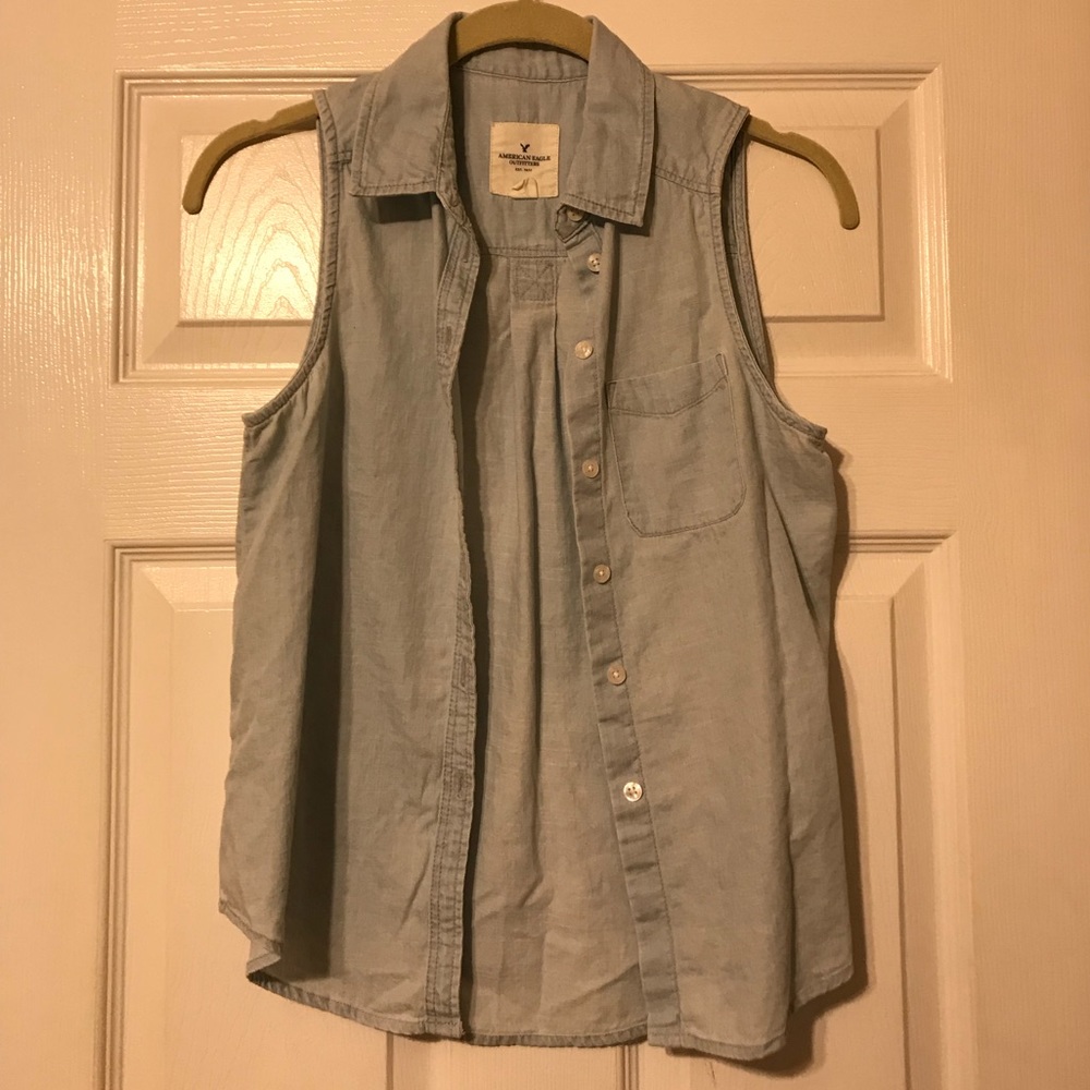 Chambray Sleeveless Top